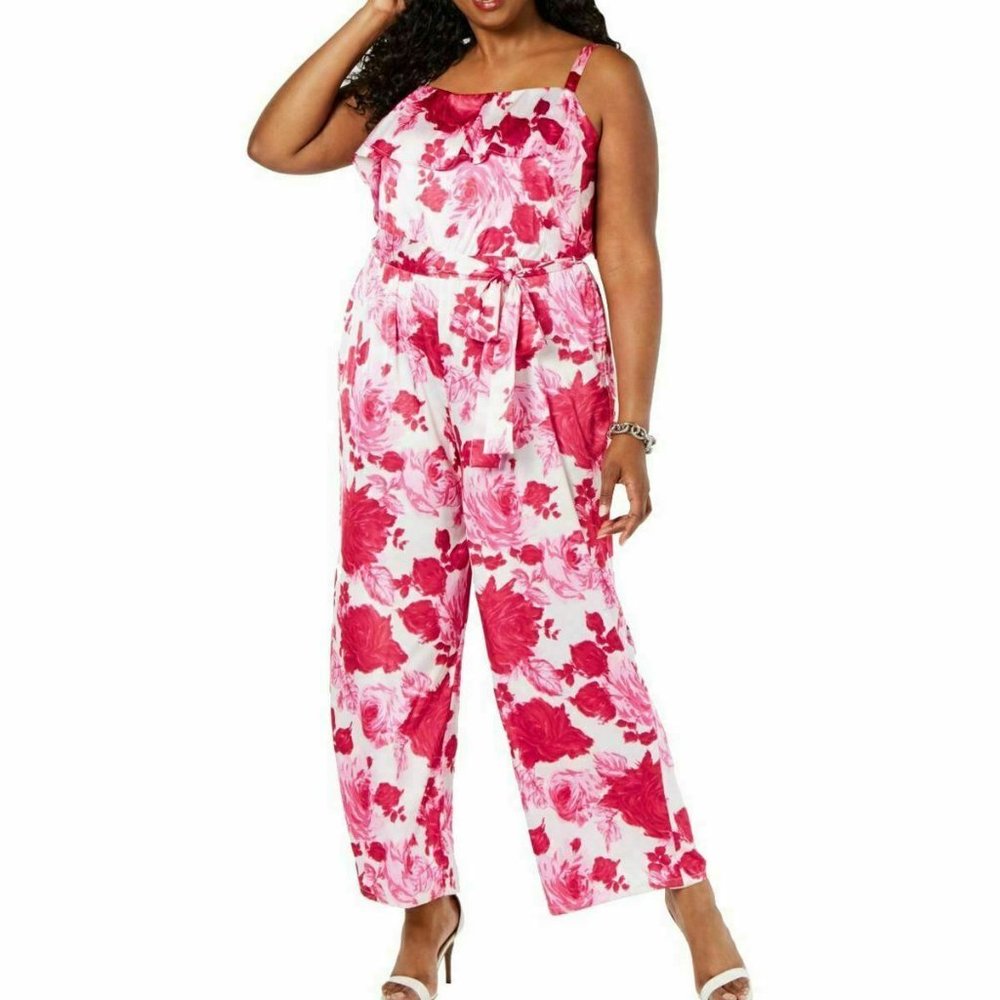 NEW Plus Size Floral Popover Jumpsuit